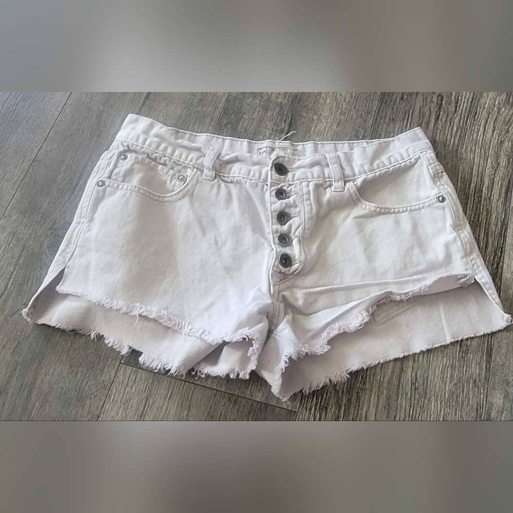 White Frayed Denim Shorts